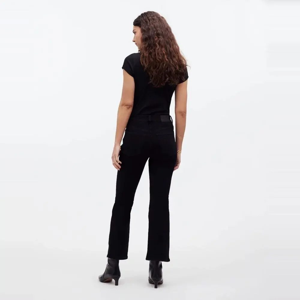 NEW Madewell Mid-Rise Kick Out Crop Jeans Womens size 25 Petite Black Rinse